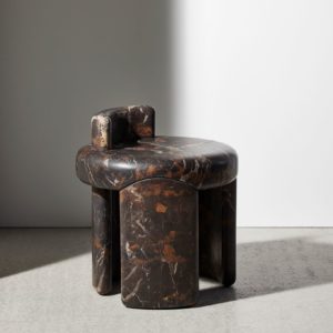 KAFA-stool-black-and-gold-marble-Luca Erba-Collection-Particuliere